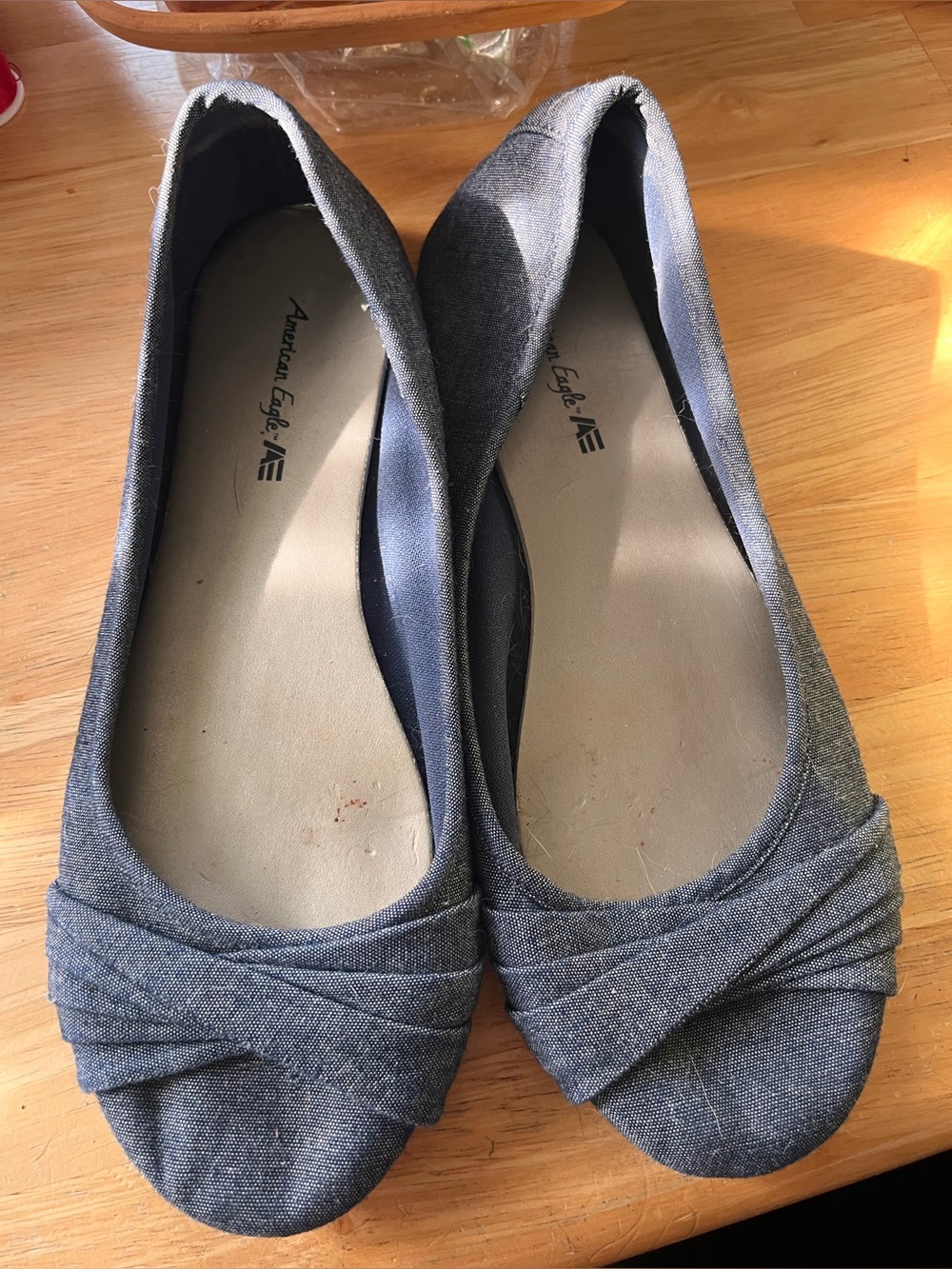 American Eagle Outfitters Jean Colored/Fabric Twisted Ballet Flats